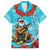 Hawaii Christmas Family Matching Off The Shoulder Long Sleeve Dress and Hawaiian Shirt Mele Kalikimaka Poinsettia Lei Polynesian - Blue