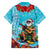 Hawaii Christmas Family Matching Off The Shoulder Long Sleeve Dress and Hawaiian Shirt Mele Kalikimaka Poinsettia Lei Polynesian - Blue