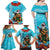 Hawaii Christmas Family Matching Off Shoulder Maxi Dress and Hawaiian Shirt Mele Kalikimaka Poinsettia Lei Polynesian - Blue