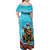 Hawaii Christmas Family Matching Off Shoulder Maxi Dress and Hawaiian Shirt Mele Kalikimaka Poinsettia Lei Polynesian - Blue