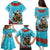 Hawaii Christmas Family Matching Puletasi and Hawaiian Shirt Mele Kalikimaka Poinsettia Lei Polynesian - Blue