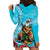 Hawaii Christmas Hoodie Dress Mele Kalikimaka Poinsettia Lei Polynesian - Blue