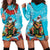 Hawaii Christmas Hoodie Dress Mele Kalikimaka Poinsettia Lei Polynesian - Blue