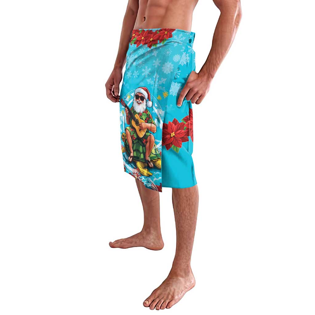 Hawaii Christmas Lavalava Mele Kalikimaka Poinsettia Lei Polynesian - Blue LT14 - Polynesian Pride
