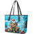 Hawaii Christmas Leather Tote Bag Mele Kalikimaka Poinsettia Lei Polynesian - Blue