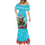 Hawaii Christmas Mermaid Dress Mele Kalikimaka Poinsettia Lei Polynesian - Blue