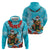 Hawaii Christmas Zip Hoodie Mele Kalikimaka Poinsettia Lei Polynesian - Blue