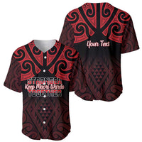Personalised Keep Maori Wards New Zealand Baseball Jersey Stronger Together Aotearoa Taniko - Polynesian Pride