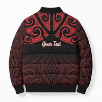 Personalised Keep Maori Wards New Zealand Bomber Puffer Jacket Stronger Together Aotearoa Taniko - Polynesian Pride