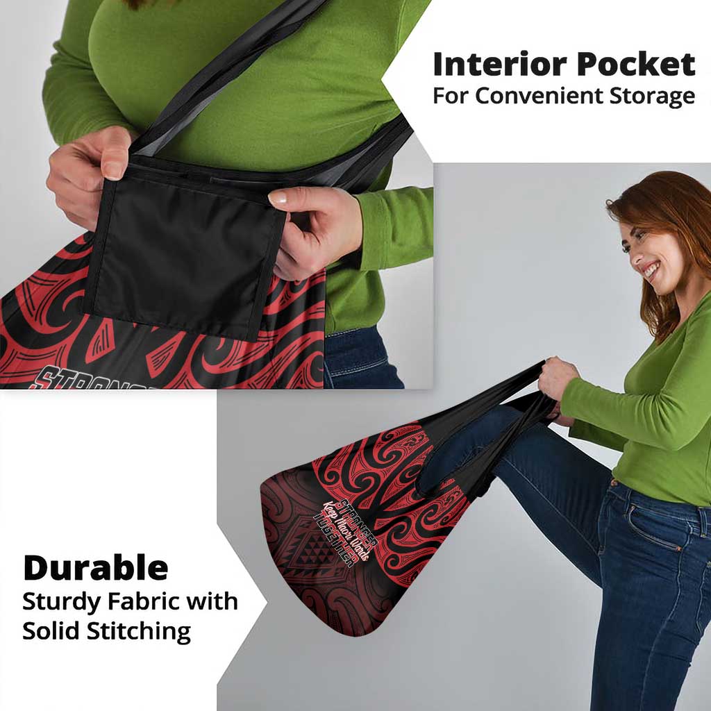 Keep Maori Wards New Zealand Grocery Bag Stronger Together Aotearoa Taniko - Polynesian Pride