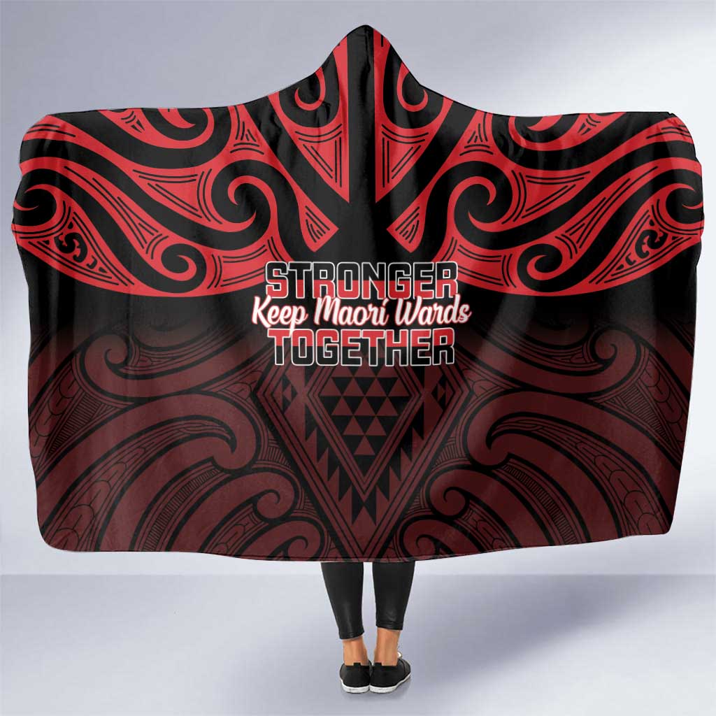 Keep Maori Wards New Zealand Hooded Blanket Stronger Together Aotearoa Taniko - Polynesian Pride