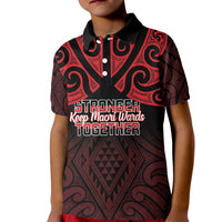 Personalised Keep Maori Wards New Zealand Kid Polo Shirt Stronger Together Aotearoa Taniko - Polynesian Pride