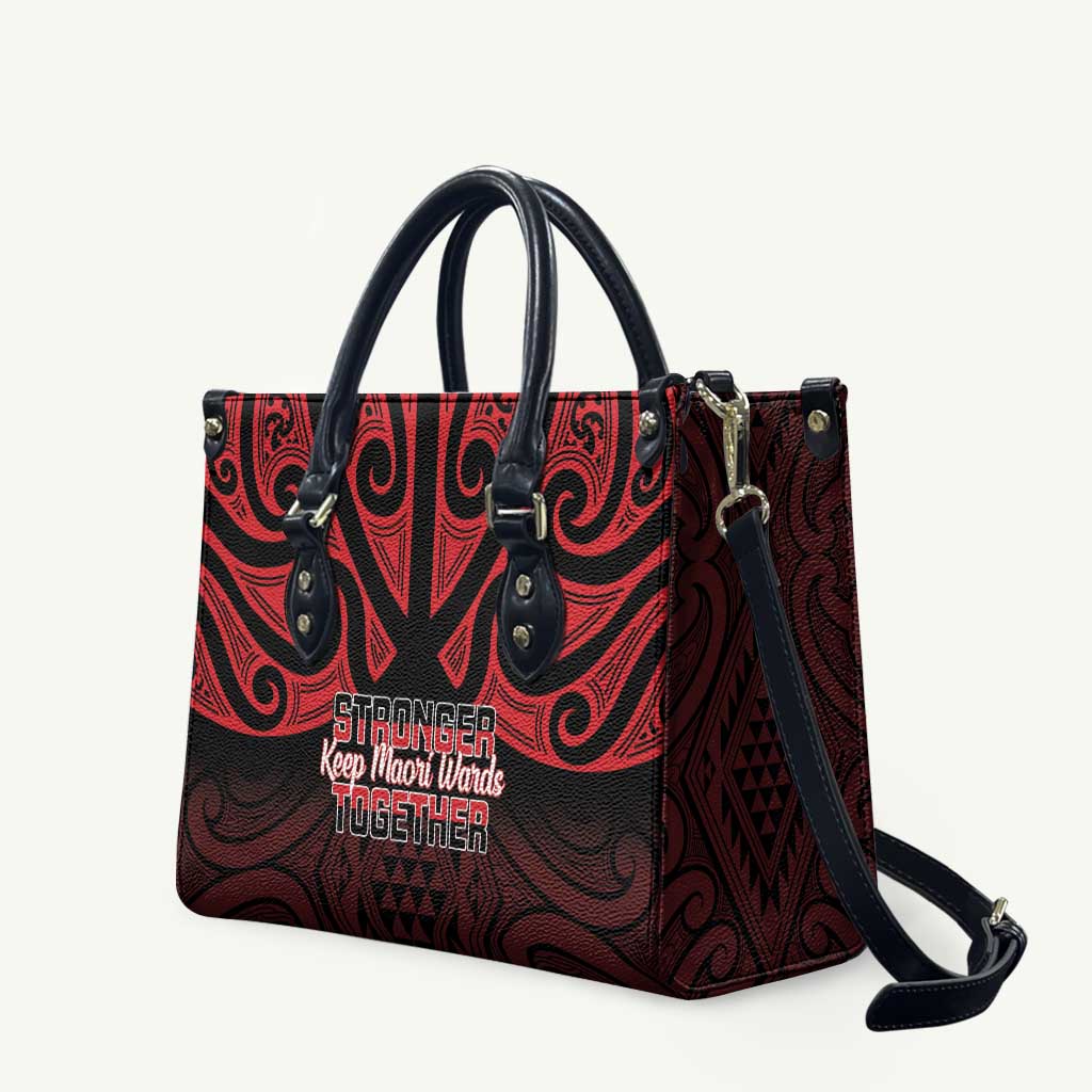 Keep Maori Wards New Zealand Leather Bag Stronger Together Aotearoa Taniko - Polynesian Pride