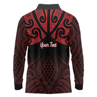 Personalised Keep Maori Wards New Zealand Long Sleeve Polo Shirt Stronger Together Aotearoa Taniko - Polynesian Pride