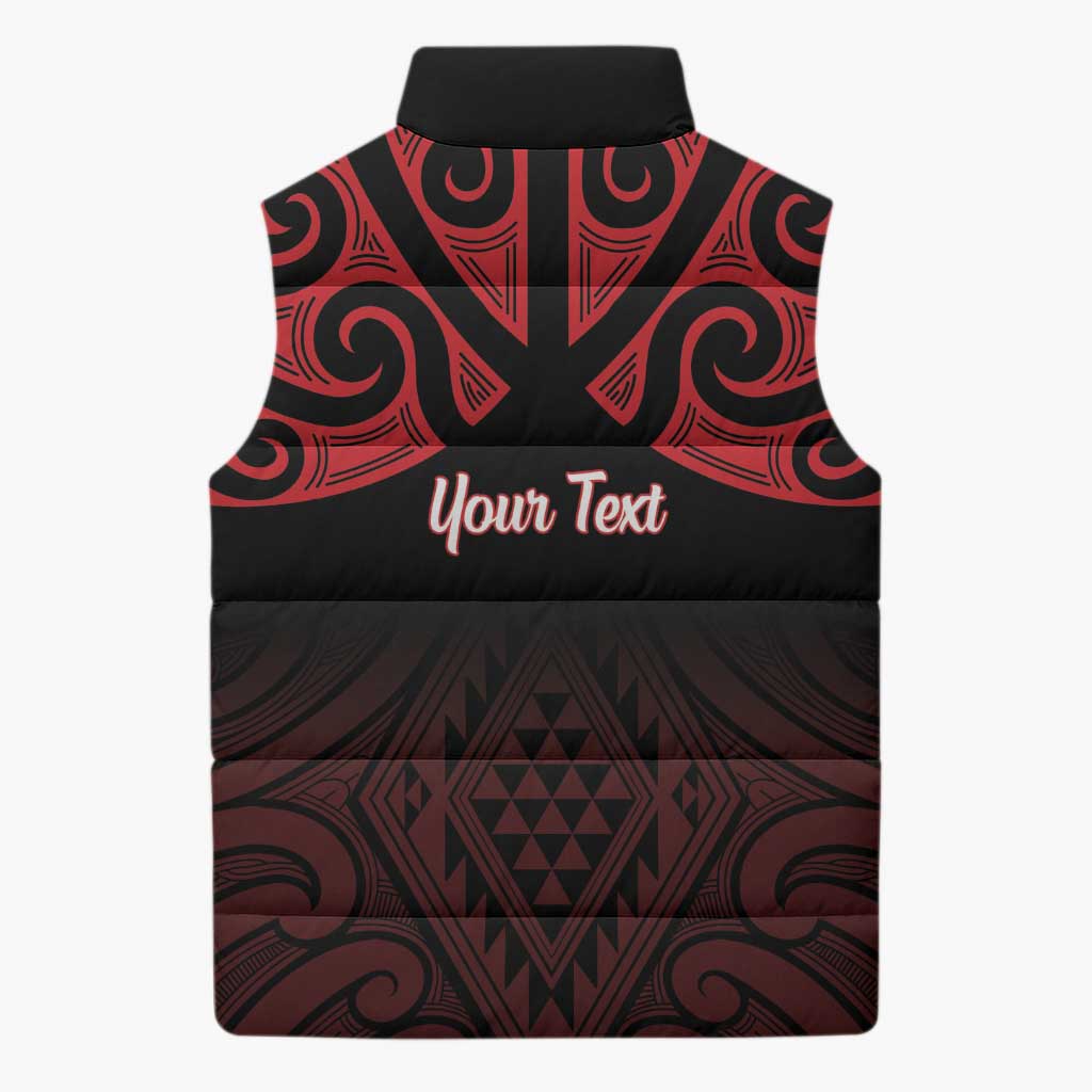 Personalised Keep Maori Wards New Zealand Sleeveless Puffer Jacket Stronger Together Aotearoa Taniko - Polynesian Pride