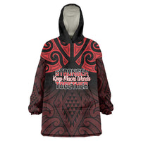 Personalised Keep Maori Wards New Zealand Wearable Blanket Hoodie Stronger Together Aotearoa Taniko - Polynesian Pride