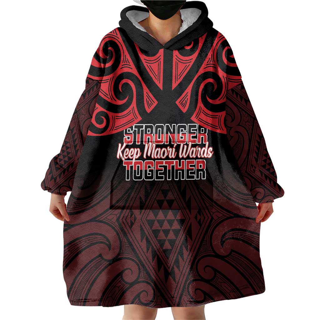 Personalised Keep Maori Wards New Zealand Wearable Blanket Hoodie Stronger Together Aotearoa Taniko - Polynesian Pride