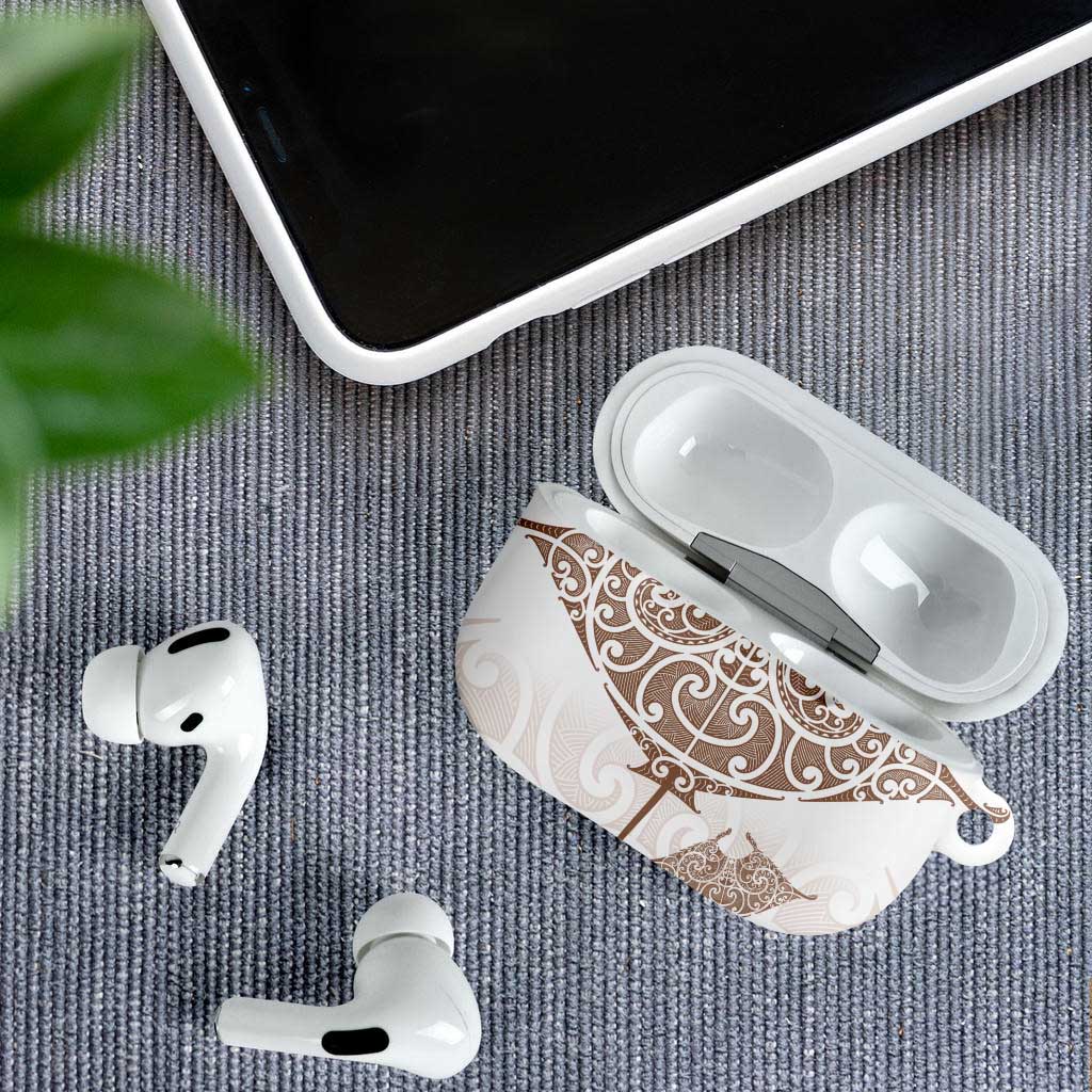 New Zealand Manta Ray Tattoo AirPods Case Aotearoa Maori Haehae Beige - Polynesian Pride