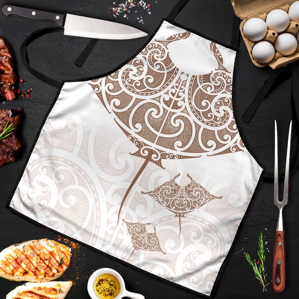New Zealand Manta Ray Tattoo Apron Aotearoa Maori Haehae Beige - Polynesian Pride