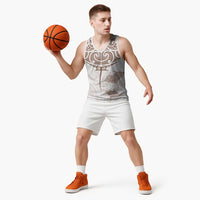 New Zealand Manta Ray Tattoo Basketball Jersey Aotearoa Maori Haehae Beige - Polynesian Pride