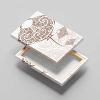 New Zealand Manta Ray Tattoo Canvas Wall Art Aotearoa Maori Haehae Beige - Polynesian Pride