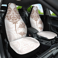 New Zealand Manta Ray Tattoo Car Seat Cover Aotearoa Maori Haehae Beige - Polynesian Pride