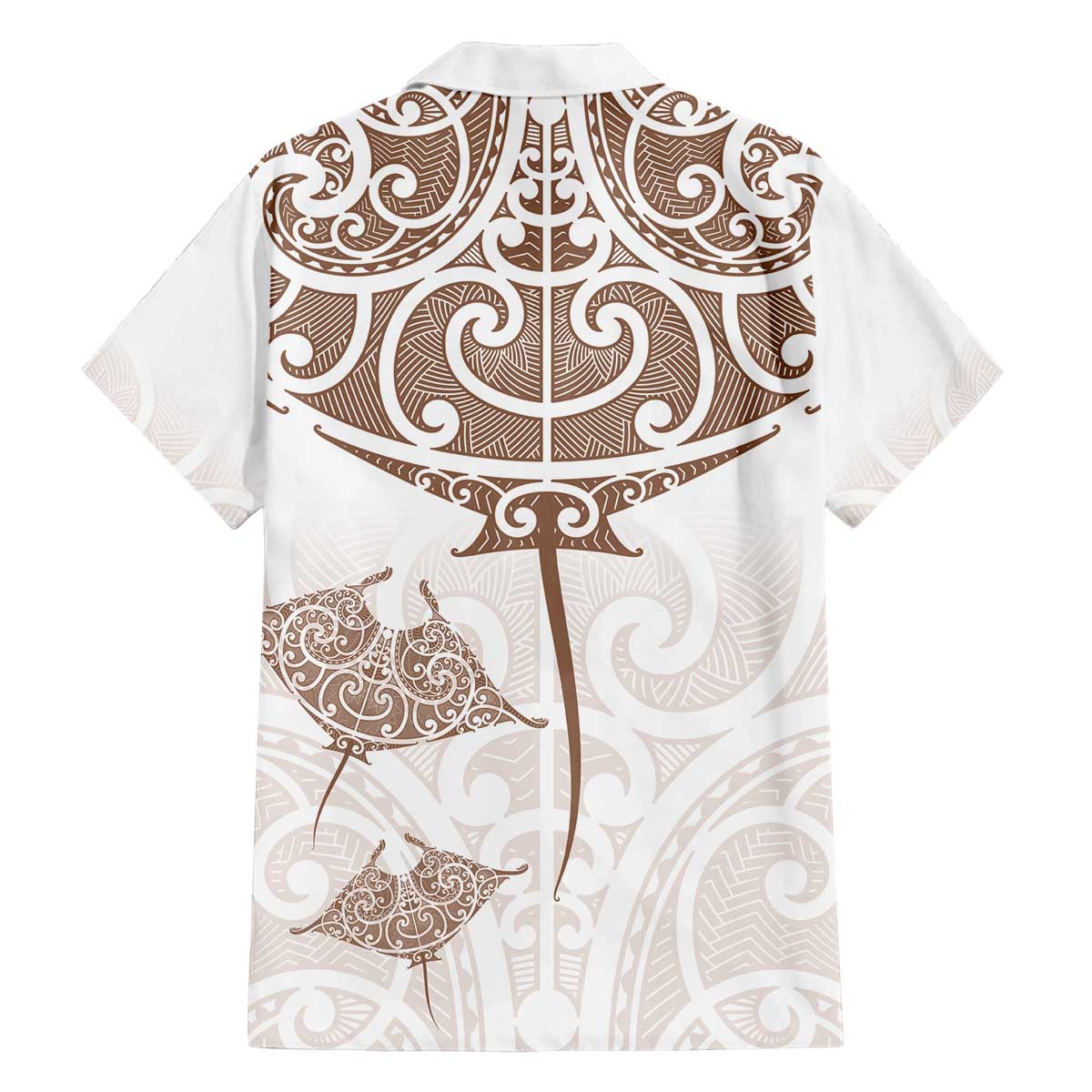 New Zealand Manta Ray Tattoo Family Matching Off The Shoulder Long Sleeve Dress and Hawaiian Shirt Aotearoa Maori Haehae Beige - Polynesian Pride