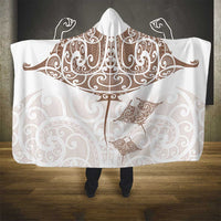 New Zealand Manta Ray Tattoo Hooded Blanket Aotearoa Maori Haehae Beige - Polynesian Pride