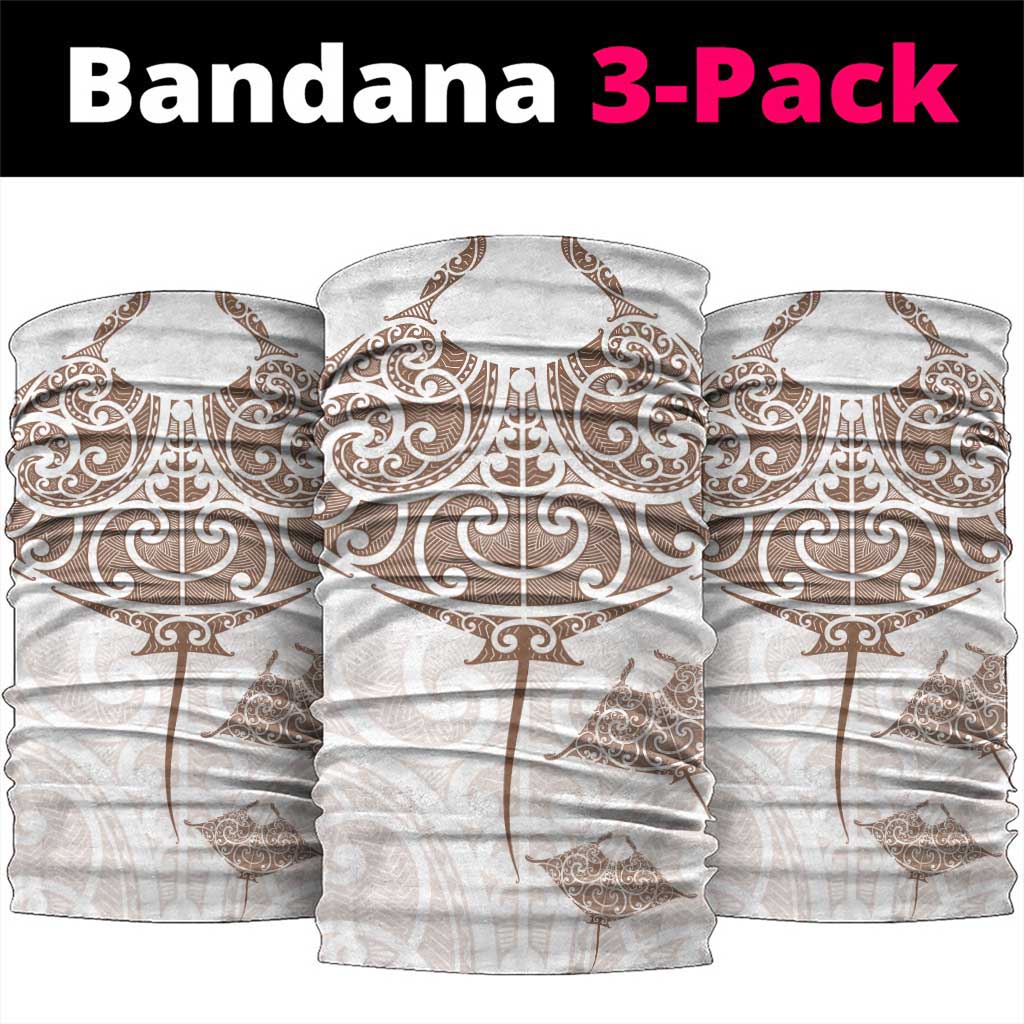 New Zealand Manta Ray Tattoo Neck Gaiter Aotearoa Maori Haehae Beige - Polynesian Pride