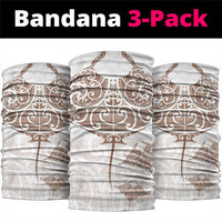New Zealand Manta Ray Tattoo Neck Gaiter Aotearoa Maori Haehae Beige - Polynesian Pride