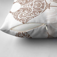 New Zealand Manta Ray Tattoo Pillow Cover Aotearoa Maori Haehae Beige - Polynesian Pride