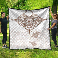 New Zealand Manta Ray Tattoo Quilt Aotearoa Maori Haehae Beige - Polynesian Pride