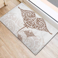 New Zealand Manta Ray Tattoo Rubber Doormat Aotearoa Maori Haehae Beige - Polynesian Pride