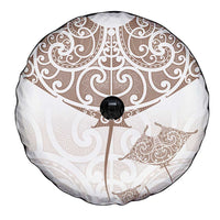 New Zealand Manta Ray Tattoo Spare Tire Cover Aotearoa Maori Haehae Beige - Polynesian Pride