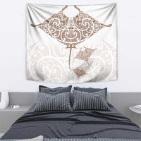 New Zealand Manta Ray Tattoo Tapestry Aotearoa Maori Haehae Beige - Polynesian Pride