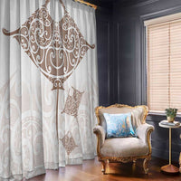 New Zealand Manta Ray Tattoo Window Curtain Aotearoa Maori Haehae Beige - Polynesian Pride