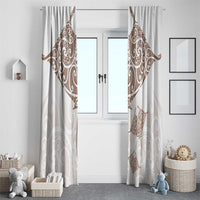 New Zealand Manta Ray Tattoo Window Curtain Aotearoa Maori Haehae Beige - Polynesian Pride