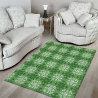 Green Hawaiian Quilt Area Rug Hawaii Pineapple Monstera Palaka Motifs - Polynesian Pride