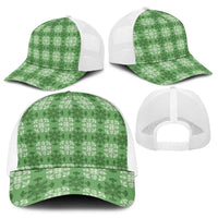 Green Hawaiian Quilt Baseball Net Cap Hawaii Pineapple Monstera Palaka Motifs - Polynesian Pride