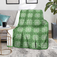 Green Hawaiian Quilt Blanket Hawaii Pineapple Monstera Palaka Motifs - Polynesian Pride