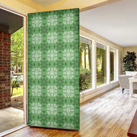 Green Hawaiian Quilt Door Cover Hawaii Pineapple Monstera Palaka Motifs - Polynesian Pride