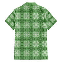 Green Hawaiian Quilt Family Matching Long Sleeve Bodycon Dress and Hawaiian Shirt Hawaii Pineapple Monstera Palaka Motifs - Polynesian Pride