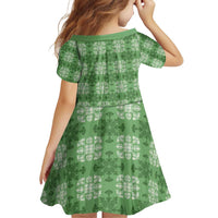 Green Hawaiian Quilt Family Matching Puletasi and Hawaiian Shirt Hawaii Pineapple Monstera Palaka Motifs - Polynesian Pride