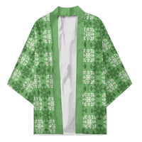 Green Hawaiian Quilt Kimono Hawaii Pineapple Monstera Palaka Motifs - Polynesian Pride