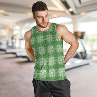 Green Hawaiian Quilt Men Tank Top Hawaii Pineapple Monstera Palaka Motifs - Polynesian Pride