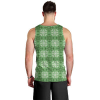 Green Hawaiian Quilt Men Tank Top Hawaii Pineapple Monstera Palaka Motifs - Polynesian Pride