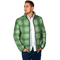 Green Hawaiian Quilt Padded Jacket Hawaii Pineapple Monstera Palaka Motifs - Polynesian Pride