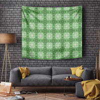 Green Hawaiian Quilt Tapestry Hawaii Pineapple Monstera Palaka Motifs - Polynesian Pride