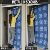 Royal Blue Hawaiian Quilt Door Cover Hawaii Pineapple Monstera Palaka Motifs - Polynesian Pride