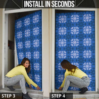 Royal Blue Hawaiian Quilt Door Cover Hawaii Pineapple Monstera Palaka Motifs - Polynesian Pride